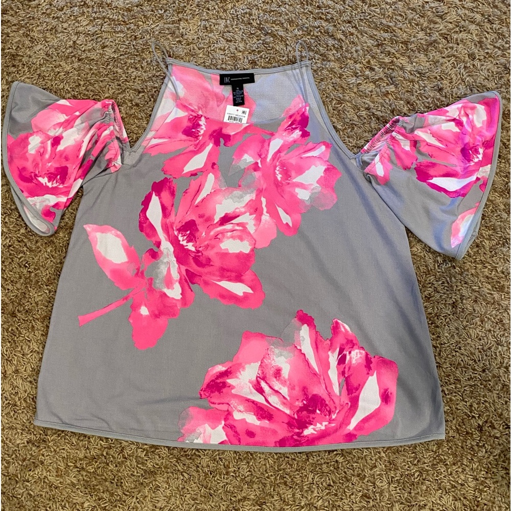 NWT - INC Cold-Shoulder Top with String Straps